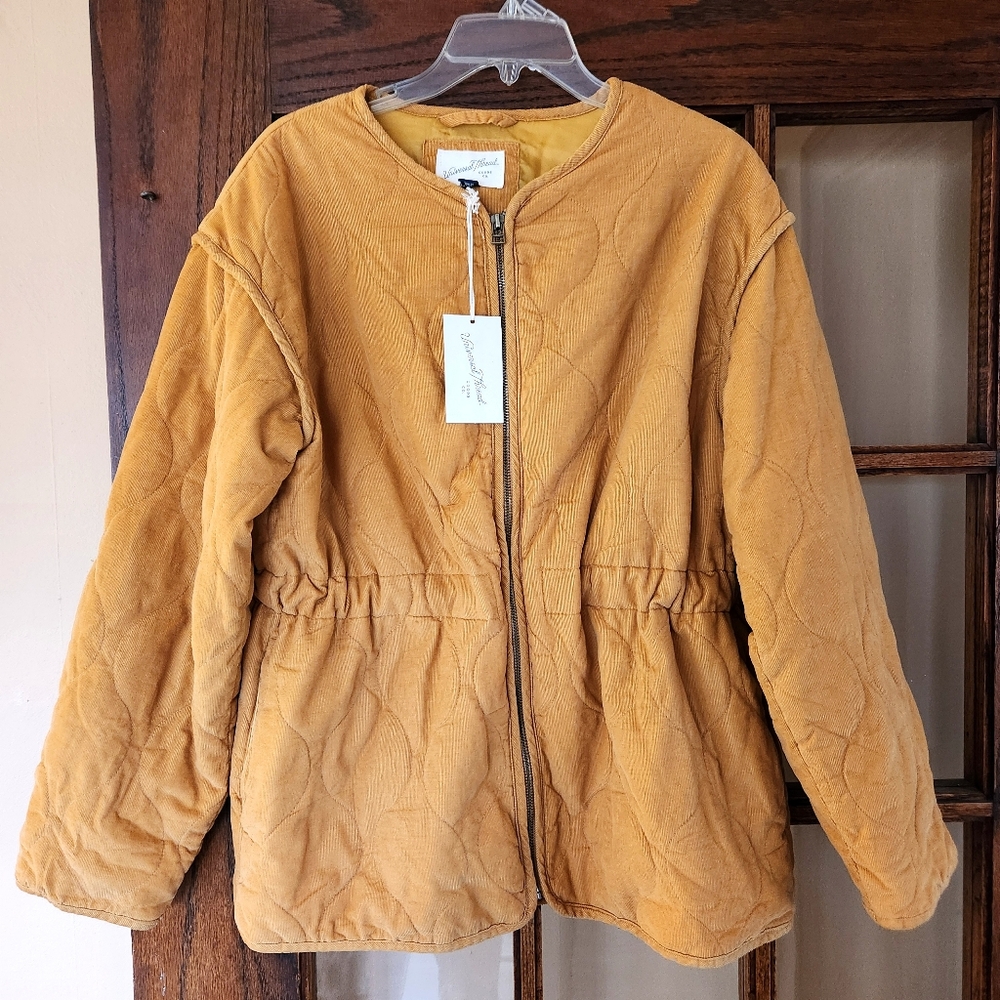 Universal Thread Quilted Mustard Gold Corduroy Zip Up Jacket NWT Size Me…